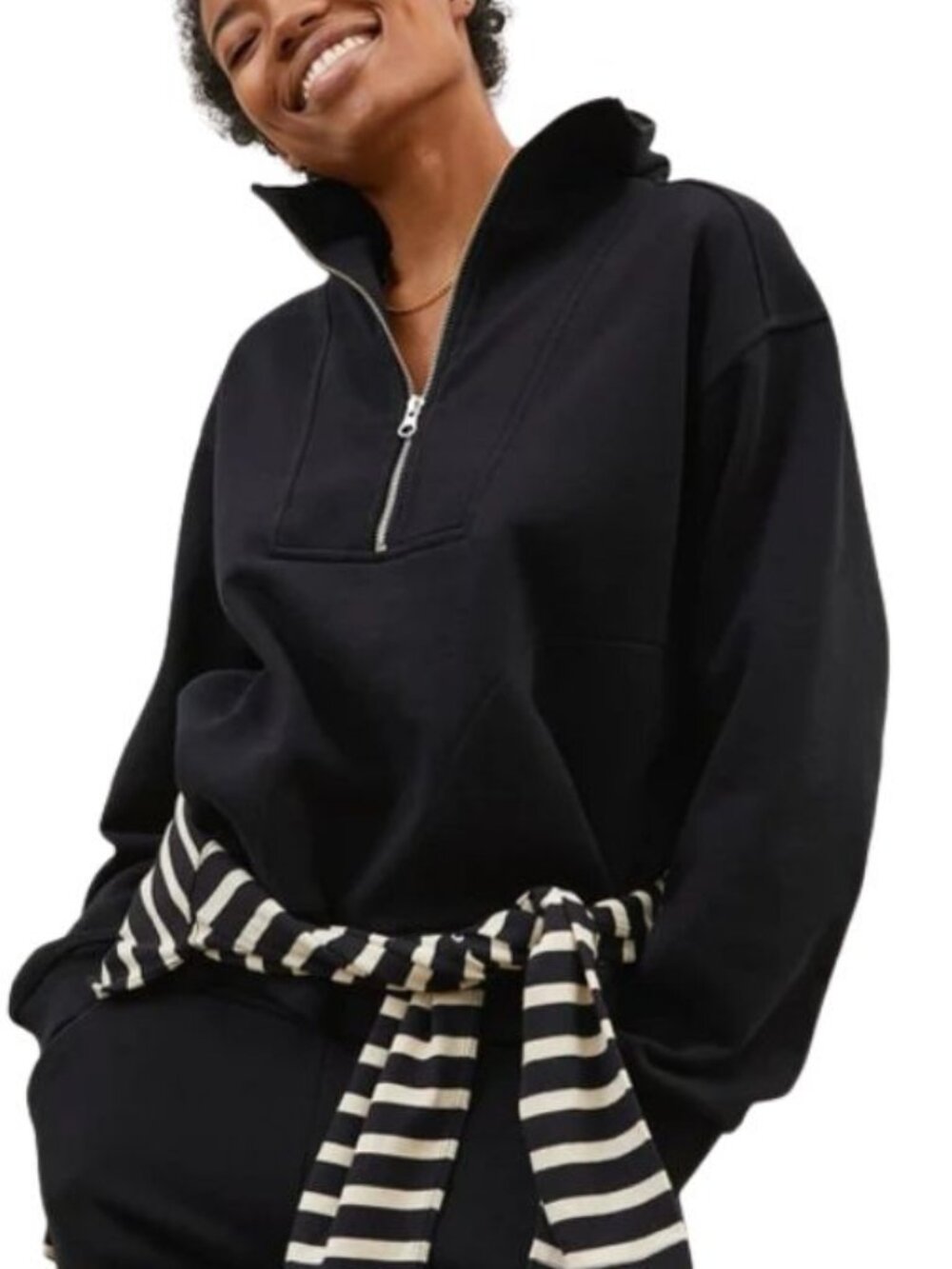 Everlane The Track Half-Zip Top Oversized Black Size XS